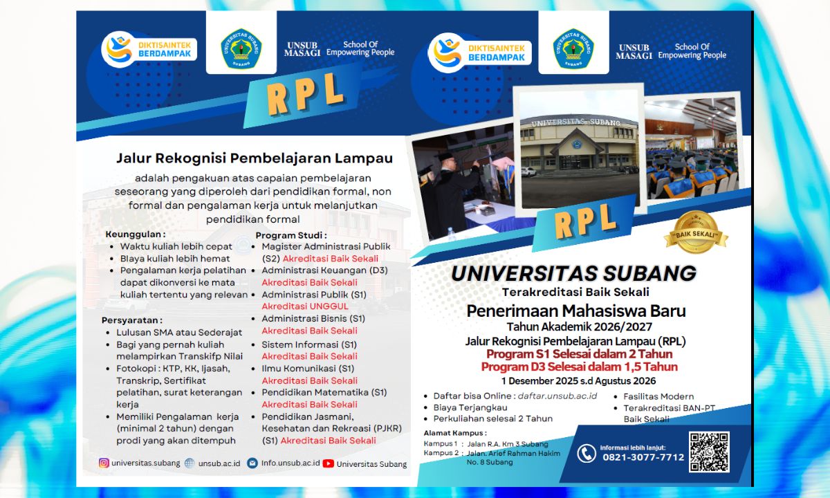 Penerimaan Mahasiswa Baru FKIP Universitas Subang Jalur RPL