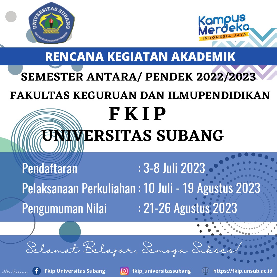 Rencana Kegiatan Akademik Semester Antara di FKIP Universitas Subang Â Tahun 2023